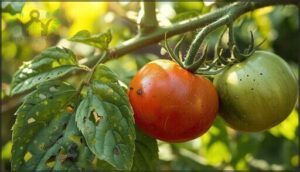 signs of pest damage on leaves, stems, and fruit
