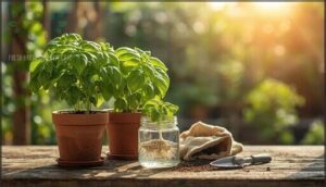 transplanting and caring for rooted basil cuttings