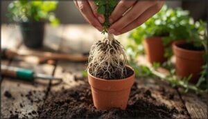 transplanting and potting rooted cuttings