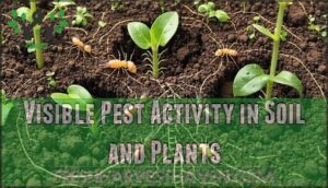 visible pest activity in soil and plants