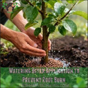 watering after application to prevent root burn