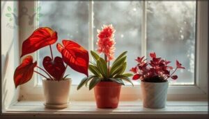 anthuriums, bromeliads, and oxalis anthuriums, bromeliads, and oxalis