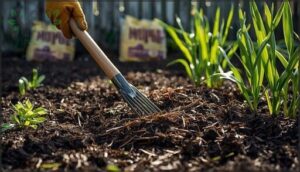 applying mulch and soil amendments