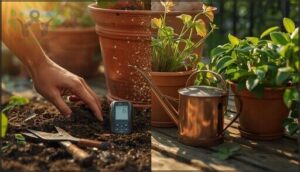 checking soil and plant wilting