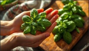 choosing and preparing fresh basil leaves choosing and preparing fresh basil leaves