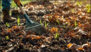clearing debris and leaves