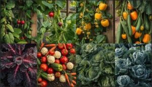 common garden crops by season (spring, summer, fall, winter)