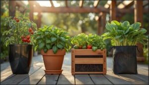 comparing container materials (plastic, clay, wood, fabric) comparing container materials (plastic, clay, wood, fabric)