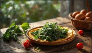 garden omelets with seasonal greens