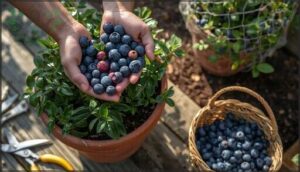 harvesting and maintaining potted blueberries harvesting and maintaining potted blueberries