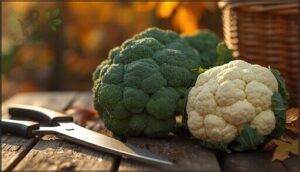 harvesting brassicas (broccoli, cauliflower) harvesting brassicas (broccoli, cauliflower)