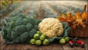 harvesting brassicas (broccoli, cauliflower, brussels sprouts) harvesting brassicas (broccoli, cauliflower, brussels sprouts)