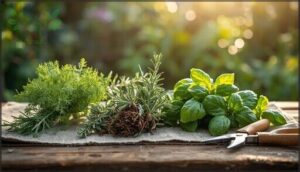 harvesting different types of delicate herbs