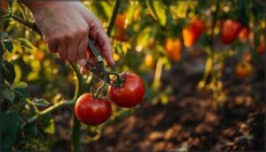 harvesting fruiting crops (tomatoes, peppers) harvesting fruiting crops (tomatoes, peppers)