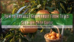 harvesting grapefruit from trees