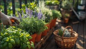 herb care, maintenance, and harvesting