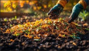 incorporating shredded leaves and grass clippings