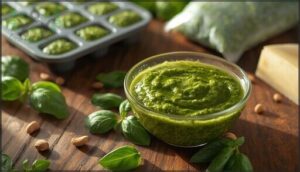 making and freezing basil pesto