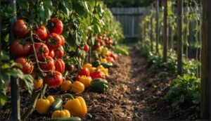 popular summer crops (tomatoes, peppers, squash, beans) popular summer crops (tomatoes, peppers, squash, beans)