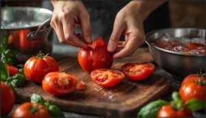 preparing and peeling fresh tomatoes preparing and peeling fresh tomatoes