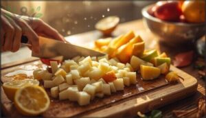 prepping and chopping fruits prepping and chopping fruits