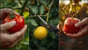 proper fruit picking methods (twisting, cutting, pulling) proper fruit picking methods (twisting, cutting, pulling)