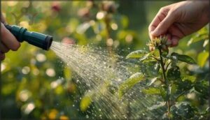 remove aphids with water and hand-picking
