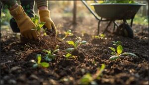 removing old plant debris and weeds