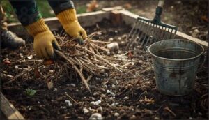 removing plant debris and rocks removing plant debris and rocks