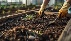 removing weeds, rocks, and debris removing weeds, rocks, and debris