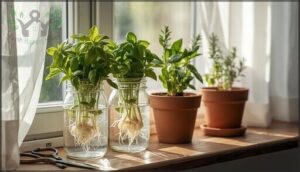 rooting herb cuttings in water or soil rooting herb cuttings in water or soil