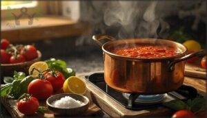simmering, seasoning, and adjusting acidity simmering, seasoning, and adjusting acidity