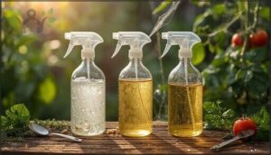 soap, baking soda, and vegetable oil sprays