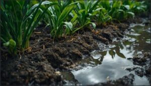 soggy or waterlogged soil