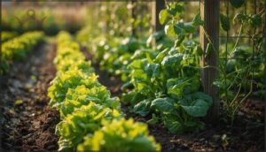 spring vegetables for early harvest (lettuce, spinach, peas)