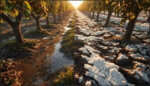 surface irrigation: limitations in modern orchards