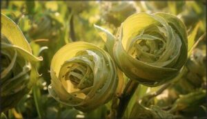 twisted and curled leaves