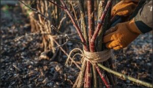tying canes for wind protection