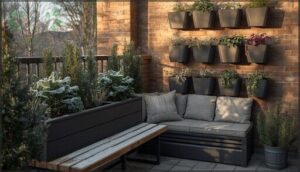 using multi-purpose furniture and planters using multi-purpose furniture and planters