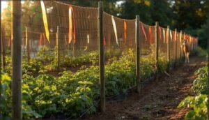 using plastic netting and row covers