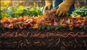 using shredded leaves and plant clippings