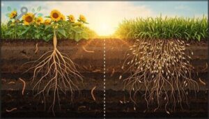 alternating deep-rooted and shallow-rooted crops alternating deep-rooted and shallow-rooted crops