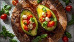 caprese stuffed avocados caprese stuffed avocados