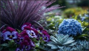 cool contrasts (blues, purples, greens) cool contrasts (blues, purples, greens)