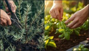 harvesting different types of herbs harvesting different types of herbs