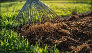 raking thatch for air and drainage