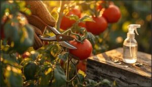 using pruning shears for stems and fruit using pruning shears for stems and fruit