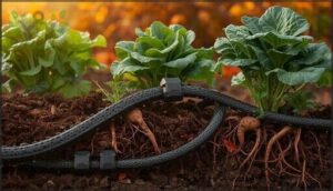 using soaker hoses and drip irrigation