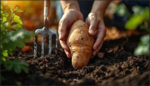digging up a test tuber digging up a test tuber