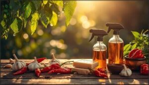 garlic, chili pepper, and soap sprays garlic, chili pepper, and soap sprays